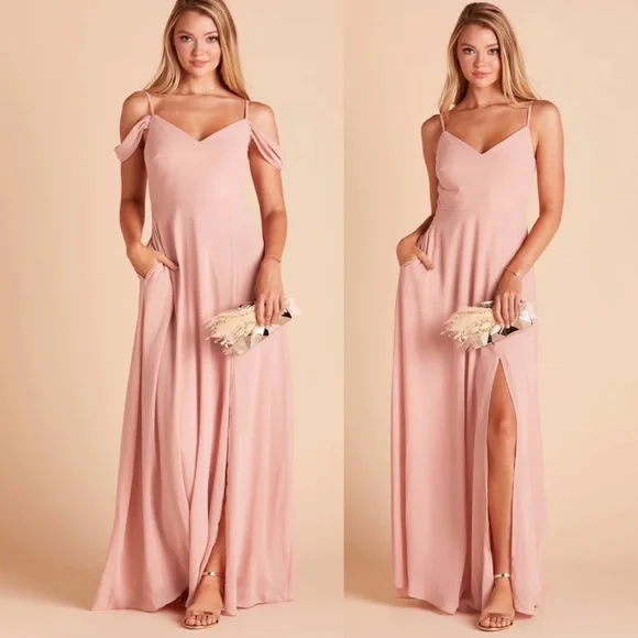 NWT Birdy Grey Dress DEVIN CONVERTIBLE Dress CHIFFON DUSTY ROSE Large Formal - Picture 1 of 8